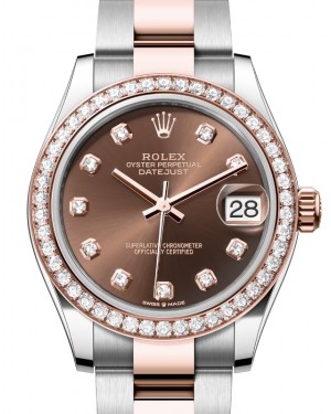 Rolex Lady-Datejust 31 Rose Gold/Steel Chocolate Diamond Dial & Diamond Bezel Oyster Bracelet 278381RBR - BRAND NEW