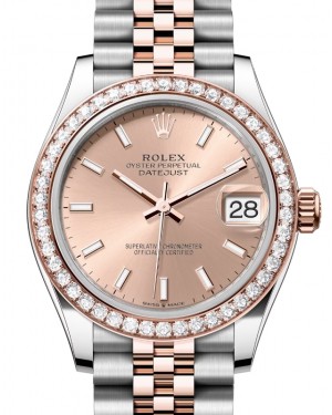 Rolex Lady-Datejust 31 Rose Gold/Steel Rose Index Dial & Diamond Bezel Jubilee Bracelet 278381RBR - BRAND NEW