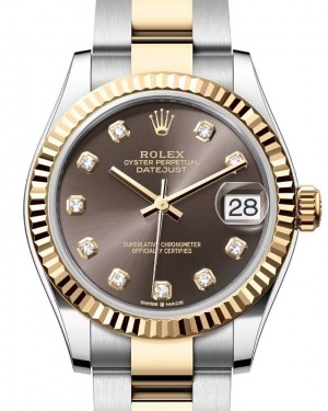 Rolex Lady-Datejust 31 Yellow Gold/Steel Dark Grey Diamond Dial & Fluted Bezel Oyster Bracelet 278273 - BRAND NEW