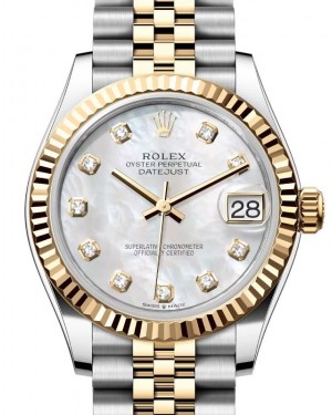 Rolex Lady-Datejust 31 Yellow Gold/Steel White Mother of Pearl Diamond Dial & Fluted Bezel Jubilee Bracelet 278273 - BRAND NEW