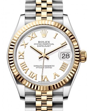 Rolex Lady-Datejust 31 Yellow Gold/Steel White Roman Dial & Fluted Bezel Jubilee Bracelet 278273 - BRAND NEW