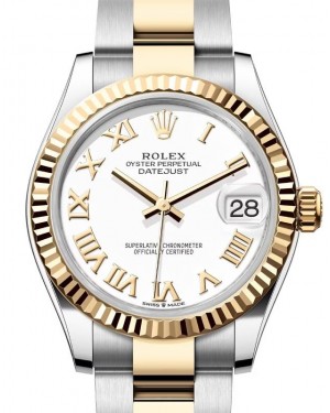 Rolex Lady-Datejust 31 Yellow Gold/Steel White Roman Dial & Fluted Bezel Oyster Bracelet 278273 - BRAND NEW