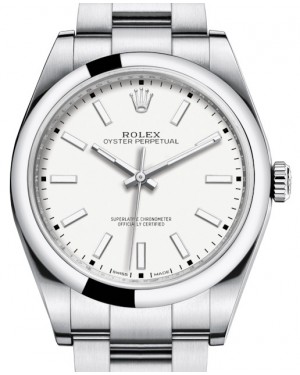 Rolex Oyster Perpetual 39 White Index Dial 114300