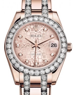 Rolex Pearlmaster 34 Rose Gold Pink Jubilee Diamond Dial & Diamond Bezel Diamond Set Pearlmaster Bracelet 81285 - BRAND NEW