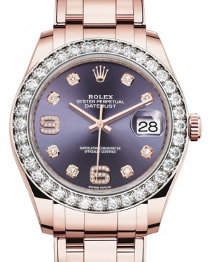 Rolex Pearlmaster 39 Rose Gold Aubergine Diamond Dial & Diamond Bezel Pearlmaster Bracelet 86285 - BRAND NEW
