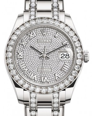Rolex Pearlmaster 39 White Gold Diamond Paved Roman Dial & Diamond Bezel Diamond Set Pearlmaster Bracelet 86289 - BRAND NEW