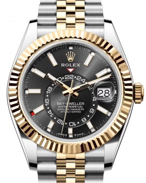 Rolex Sky-Dweller Yellow Gold/Steel Bright Black Index Dial Jubilee Bracelet 336933 - BRAND NEW