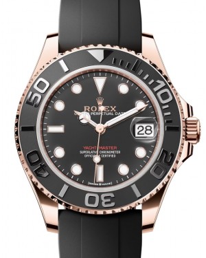 Rolex Yacht-Master 37 Rose Gold Black Dial Oysterflex Rubber Strap 268655 - BRAND NEW