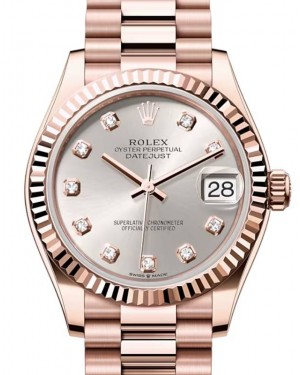 Rolex Datejust 31 Rose Gold Silver Dial & Fluted Bezel President Bracelet 278275 - BRAND NEW