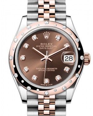 Rolex Datejust 31 Rose Gold/Steel Chocolate Dial & Domed Set Diamond Bezel Jubilee Bracelet 278341RBR - BRAND NEW