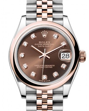 Rolex Datejust 31 Rose Gold/Steel Chocolate Diamond Dial & Smooth Domed Bezel Jubilee Bracelet 278241 - BRAND NEW