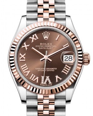 Rolex Datejust 31 Rose Gold/Steel Chocolate Roman Dial & Fluted Bezel Jubilee Bracelet 278271 - BRAND NEW