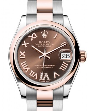 Rolex Datejust 31 Rose Gold/Steel Chocolate Roman Dial & Smooth Domed Bezel Oyster Bracelet 278241 - BRAND NEW