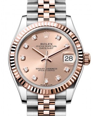 Rolex Datejust 31 Rose Gold/Steel Rose Dial & Fluted Bezel Jubilee Bracelet 278271 - BRAND NEW