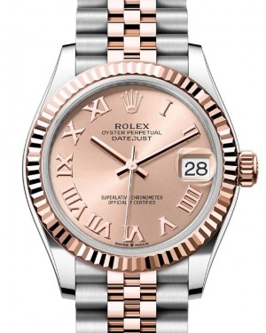 Rolex Datejust 31 Rose Gold/Steel Rose Roman Dial & Fluted Bezel Jubilee Bracelet 278271 - BRAND NEW