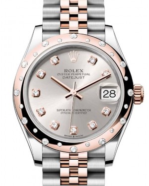 Rolex Datejust 31 Rose Gold/Steel Silver Dial & Domed Set Diamond Bezel Jubilee Bracelet 278341RBR - BRAND NEW