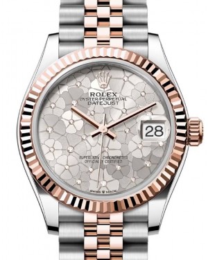 Rolex Datejust 31 Rose Gold/Steel Silver Floral Motif Dial & Fluted Bezel Jubilee Bracelet 278271 - BRAND NEW