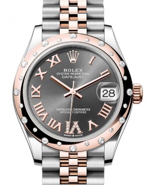 Rolex Datejust 31 Rose Gold/Steel Slate Roman Dial & Domed Set Diamond Bezel Jubilee Bracelet 278341RBR - BRAND NEW