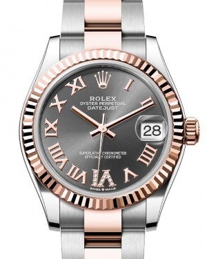Rolex Datejust 31 Rose Gold/Steel Slate Roman Dial & Fluted Bezel Oyster Bracelet 278271 - BRAND NEW