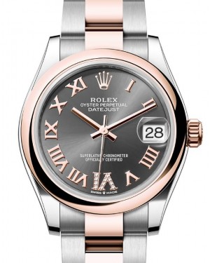 Rolex Datejust 31 Rose Gold/Steel Slate Roman Dial & Smooth Domed Bezel Oyster Bracelet 278241 - BRAND NEW