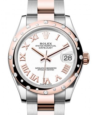 Rolex Datejust 31 Rose Gold/Steel White Dial & Domed Set Diamond Bezel Oyster Bracelet 278341RBR - BRAND NEW