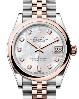 Rolex Datejust 31 Rose Gold/Steel White Mother of Pearl Dial & Smooth Domed Bezel Jubilee Bracelet 278241 - BRAND NEW