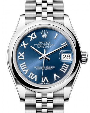 Rolex Datejust 31 Stainless Steel Bright Blue Roman Dial & Domed Bezel Jubilee Bracelet 278240 - BRAND NEW