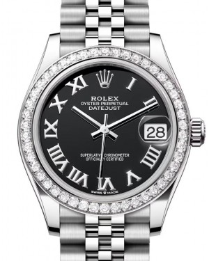 Rolex Datejust 31 White Gold/Steel Bright Black Roman Dial & Diamond Bezel Jubilee Bracelet 278384RBR - BRAND NEW