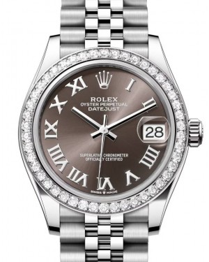 Rolex Datejust 31 White Gold/Steel Dark Grey Roman Dial & Diamond Bezel Jubilee Bracelet 278384RBR - BRAND NEW