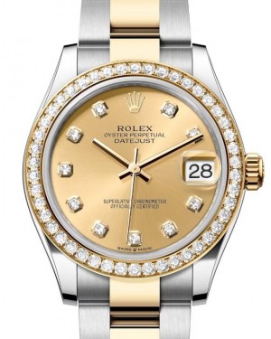 Rolex Datejust 31 Yellow Gold/Steel Champagne Dial & Diamond Bezel Oyster Bracelet 278383RBR - BRAND NEW