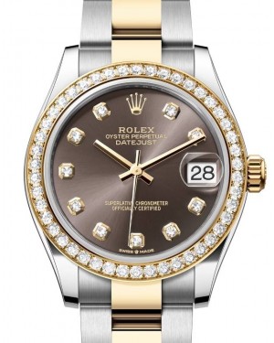 Rolex Datejust 31 Yellow Gold/Steel Dark Grey Dial & Diamond Bezel Oyster Bracelet 278383RBR - BRAND NEW