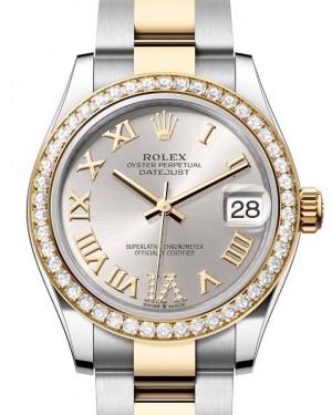 Rolex Datejust 31 Yellow Gold/Steel Silver Roman Dial & Diamond Bezel Oyster Bracelet 278383RBR - BRAND NEW