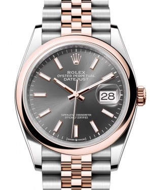 Rolex Datejust 36 Rose Gold/Steel Slate Index Dial & Domed Bezel Jubilee Bracelet 126201 - BRAND NEW