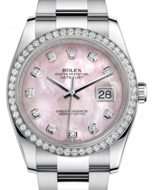 Rolex Datejust 36 Stainless Steel CUSTOM Pink Mother Of Pearl Diamond Dial & Bezel Oyster Bracelet 126200 (126284RBR) - BRAND NEW