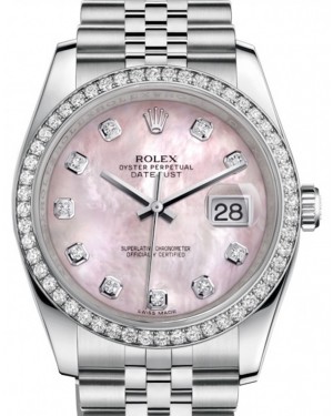 Rolex Datejust 36 Stainless Steel CUSTOM Pink Mother Of Pearl Diamond Dial & Bezel Jubilee Bracelet 126200 (126284RBR) - BRAND NEW