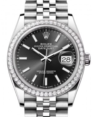 Rolex Datejust 36 White Gold/Steel Bright Black Index Dial & Diamond Bezel Jubilee Bracelet 126284RBR - BRAND NEW