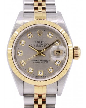 Rolex Datejust 26 Yellow Gold/Steel Silver Diamond Dial & Fluted Bezel Jubilee Bracelet 69173 - PRE-OWNED