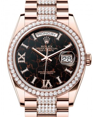Rolex Day-Date 36 President Rose Gold Eisenkiesel Dial Diamond Bezel & Bracelet 128345RBR