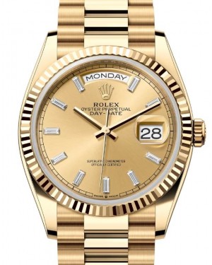 Rolex Day-Date 36 President Yellow Gold Champagne Diamond Dial 128238
