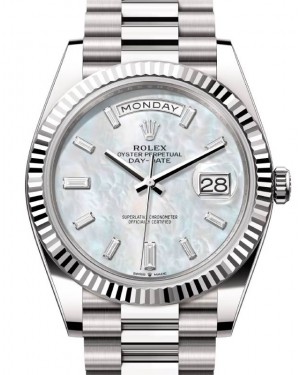 Rolex Day-Date 40 President White Gold White Mother of Pearl Diamond Dial 228239
