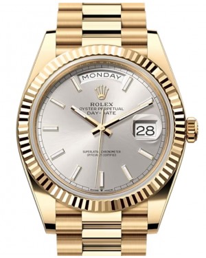 Rolex Day-Date 40 President Yellow Gold Silver Index Dial 228238 - BRAND NEW