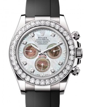Rolex Daytona White Gold and White Mother of Pearl Diamond Dial & Bezel Oysterflex Strap 126589RBR