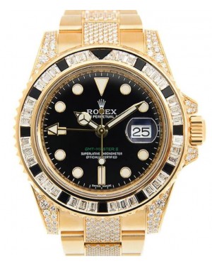 Rolex GMT-Master II Yellow Gold Black Dial Sapphire/Diamond Bezel & Bracelet 116758SANR