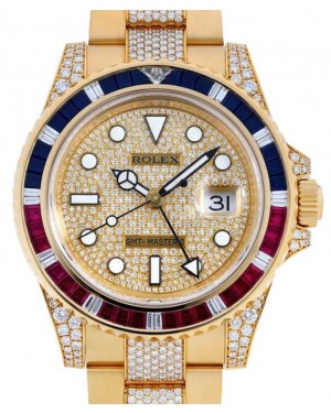 Rolex GMT-Master  II Yellow Gold Sapphire/Diamond Bezel & Bracelet 116758SARU