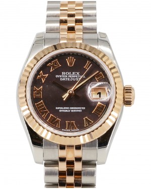 Rolex Lady-Datejust 26 Rose Gold/Steel Dark Mother of Pearl Roman Fluted Rose Gold Jubilee 179171 - BRAND NEW