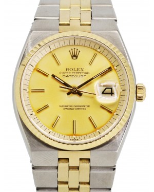 Rolex Oysterdate 36mm Champagne Dial Yellow Gold Fluted Bezel Stainless Steel 1630 - PRE-OWNED