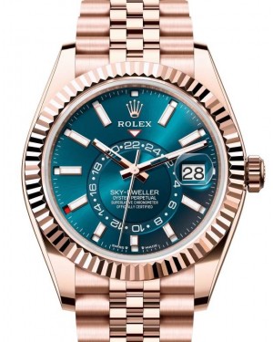 Rolex Sky-Dweller Rose Gold Blue-Green Index Dial Jubilee Bracelet 336935