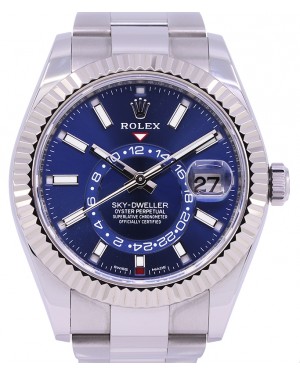 Rolex Sky-Dweller Stainless Steel Blue Index Dial Oyster Bracelet 326934 - PRE-OWNED