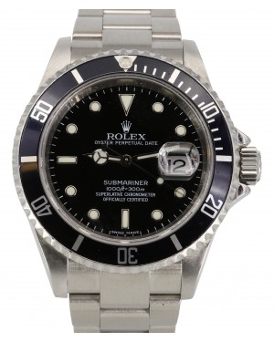 Rolex Submariner Date Stainless Steel Black Dial & Aluminum  Bezel Oyster Bracelet 16610 - PRE-OWNED 
