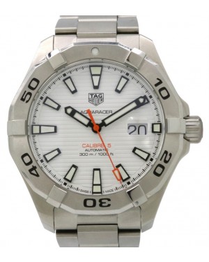 TAG Heuer Aquaracer Calibre 5 Stainless Steel White Index & Steel Bracelet WAY2013.BA0927 - PRE-OWNED